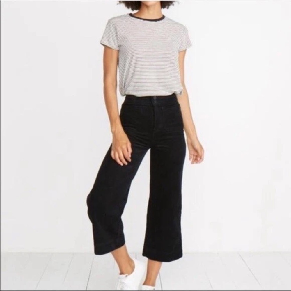 Marine Layer Black High-Rise Wide Leg Cropped Pants - Picture 2 of 16